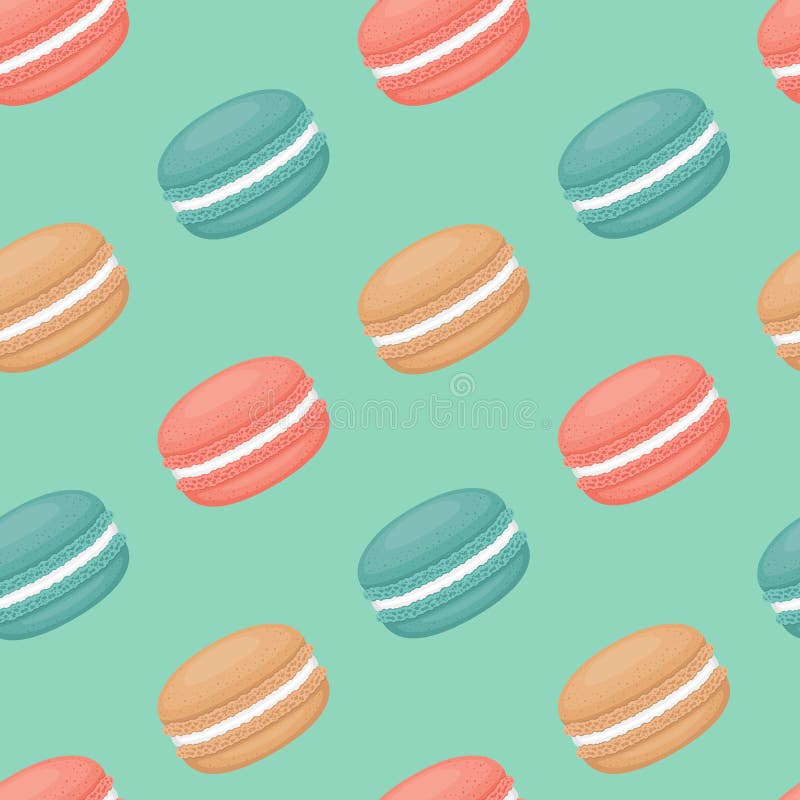 Άνευ ραφής σχέδιο με macaroons Ζωηρόχρωμο κέικ macarons Επίπεδο ST ελεύθερη απεικόνιση δικαιώματος