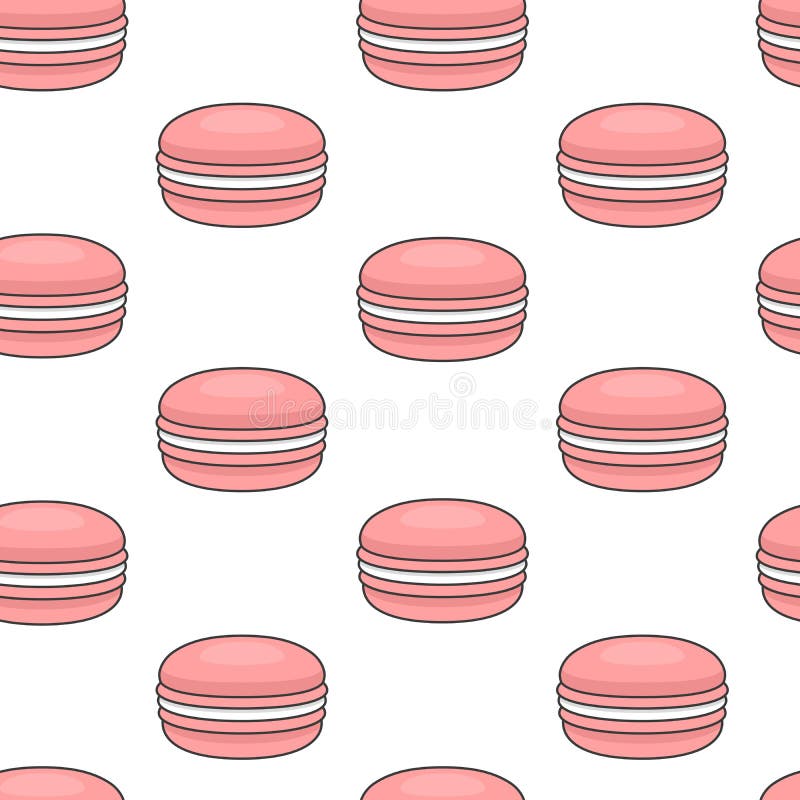Άνευ ραφής σχέδιο με ρόδινα macaroons Ζωηρόχρωμο κέικ macarons ΛΦ απεικόνιση αποθεμάτων