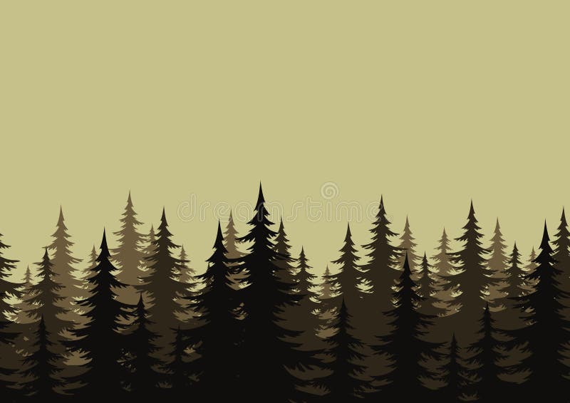 Seamless background, landscape, night forest with fir trees silhouettes. Vector. Seamless background, landscape, night forest with fir trees silhouettes. Vector