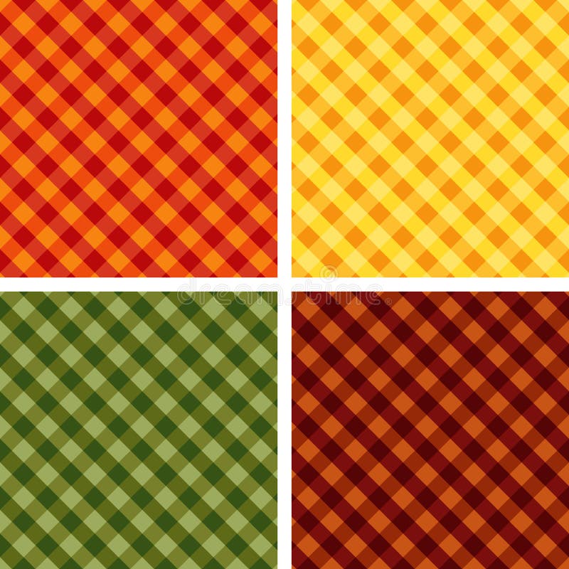 4 classic cross-weave gingham seamless patterns in fall colors &#x28;pumpkin, gold, green and russet&#x29; for Thanksgiving, home decorating, napkins, tablecloths, picnics. arts, crafts and scrap books. EPS8 file includes 4 tiles &#x28;pattern swatches&#x29; that will seamlessly fill any shape. 4 classic cross-weave gingham seamless patterns in fall colors &#x28;pumpkin, gold, green and russet&#x29; for Thanksgiving, home decorating, napkins, tablecloths, picnics. arts, crafts and scrap books. EPS8 file includes 4 tiles &#x28;pattern swatches&#x29; that will seamlessly fill any shape.