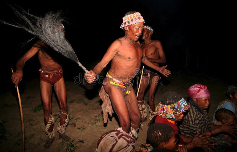 People of Africa, Old shaman by the ritual dance around the bonfire. Namibia. Africa. People of Africa, Old shaman by the ritual dance around the bonfire. Namibia. Africa