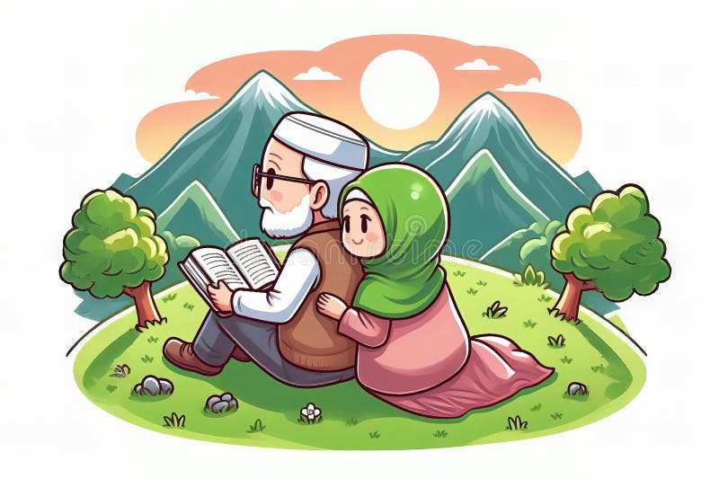 man and woman are sitting together in field, reading a book. The man is wearing glasses and the woman is wearing a green scarf. The scene is peaceful and serene AI generated. man and woman are sitting together in field, reading a book. The man is wearing glasses and the woman is wearing a green scarf. The scene is peaceful and serene AI generated