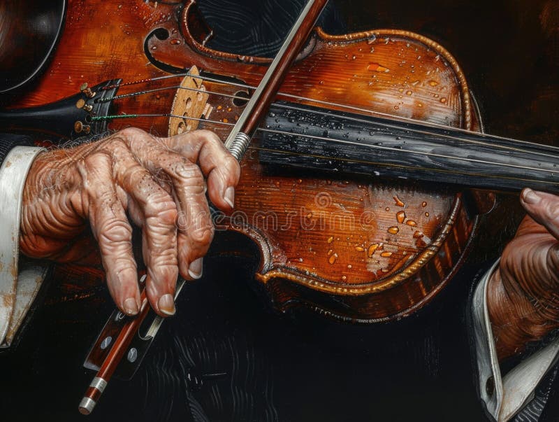 Detailed painting of a man expertly holding a violin. AI generated. Detailed painting of a man expertly holding a violin. AI generated