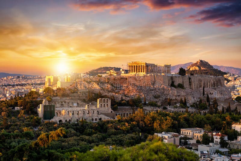 Άποψη στο ναό Parthenon στην ακρόπολη της Αθήνας, Ελλάδα στοκ φωτογραφία με δικαίωμα ελεύθερης χρήσης