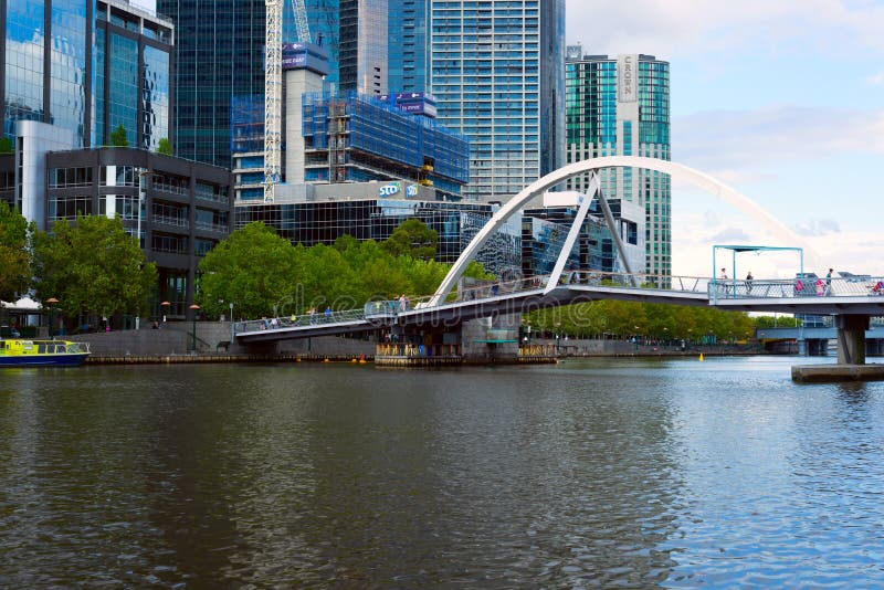 Άποψη σχετικά με τη γέφυρα για πεζούς Southbank, Μελβούρνη, Αυστραλία στοκ εικόνες Άποψη σχετικά με τη γέφυρα για πεζούς Southbank, Μελβούρνη, Αυστραλία στοκ εικόνες