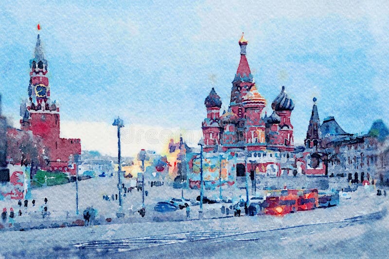 Άποψη της κόκκινης πλατείας, καθεδρικός ναός βασιλικού ` s του ST και ο πύργος Spasskaya της Μόσχας Κρεμλίνο από τη γέφυρα Bolsho