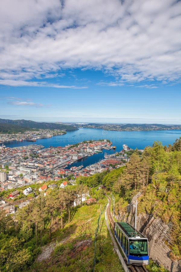 View of famous Bergen city with lift in Norway. View of famous Bergen city with lift in Norway