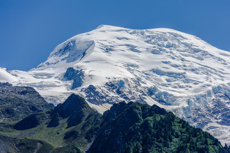 Άποψη της συνόδου κορυφής της Mont Blanc στοκ εικόνα με δικαίωμα ελεύθερης χρήσης