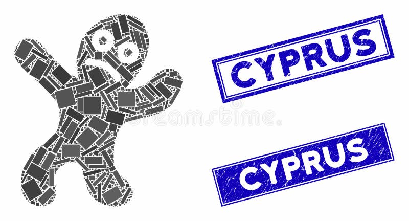 Άρρωστο Άτομο Μωσαϊκό και Γρύγρανση Ορθογώνιο Σφραγίδες σφραγίδας Κύπρου διανυσματική απεικόνιση