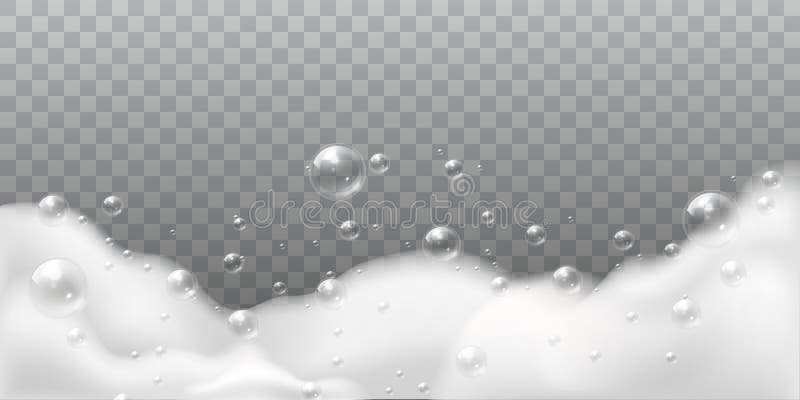Αφρός σαπουνιών Άσπρες φυσαλίδες του λουτρού ή του πλυντηρίου Καθαρό λαμπρό βράσιμο σαπουνιών σαμπουάν Απορρυπαντικό υγιεινής πλύ