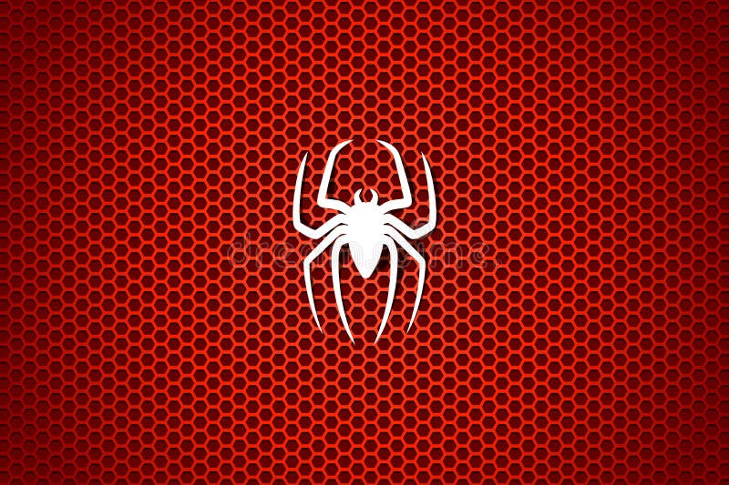 Άσπρη σκιαγραφία μιας αράχνης σε ένα κόκκινο υπόβαθρο κυττάρων επίσης corel σύρετε το διάνυσμα απεικόνισης