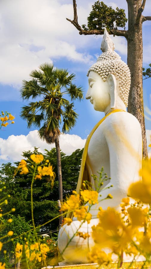 Άσπρο άγαλμα του Βούδα στο βουδιστικό ναό Wat Prang Luang (δημόσιος ναός) σε Nonthaburi, Ταϊλάνδη στοκ εικόνες με δικαίωμα ελεύθερης χρήσης Άσπρο άγαλμα του Βούδα στο βουδιστικό ναό Wat Prang Luang (δημόσιος ναός) σε Nonthaburi, Ταϊλάνδη στοκ εικόνες με δικαίωμα ελεύθερης χρήσης