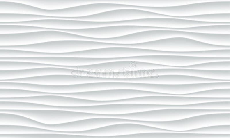 White wave pattern background with seamless horizontal wave wall texture. Vector trendy ripple wallpaper interior decoration. Seamless 3d geometry design. White wave pattern background with seamless horizontal wave wall texture. Vector trendy ripple wallpaper interior decoration. Seamless 3d geometry design