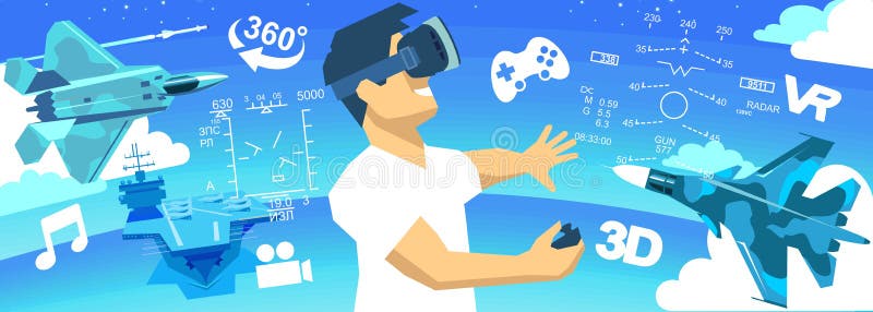 man in a VR glasses 3d virtual reality icons. man in a VR glasses 3d virtual reality icons