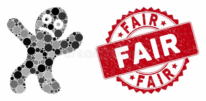 Άτομο με ασθένεια στο κολάζ με Grunge Fair Seal διανυσματική απεικόνιση