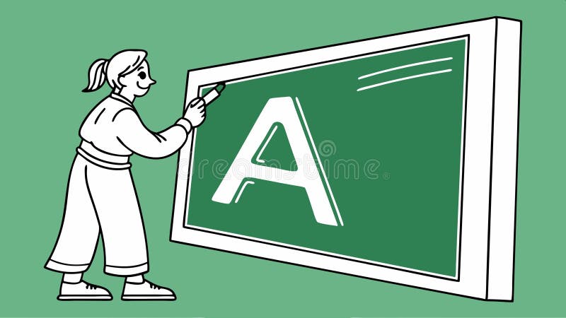 Άτομο που γράφει γράμμα A σε σχεδίαση πράσινου διανύσματος Τεχνητή τεχνητή νοημοσύνη διανυσματική απεικόνιση