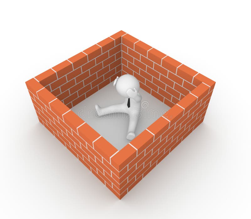 3d man surrounded by the brick wall. 3d render. 3d man surrounded by the brick wall. 3d render.