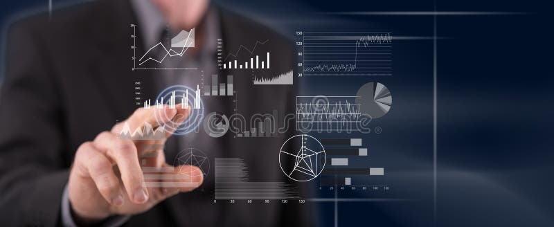 Άτομο σχετικά με μια οικονομική έννοια ανάλυσης στοκ φωτογραφία
