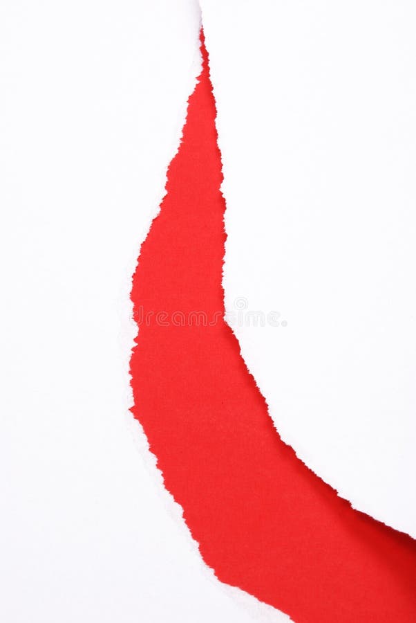 Torn white paper with red background. Torn white paper with red background