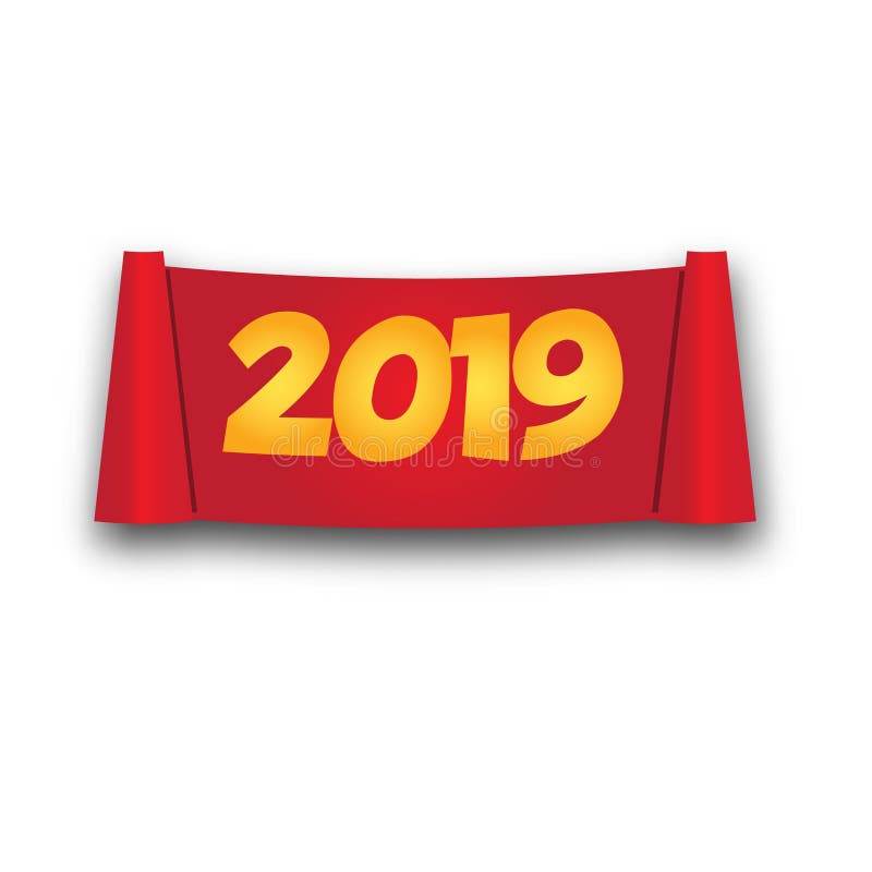 2019 έμβλημα ρόλων εγγράφου καλής χρονιάς απομονωμένος κόκκινος κύλινδρος στο ρεαλιστικό ύφος απεικόνιση αποθεμάτων 2019 έμβλημα ρόλων εγγράφου καλής χρονιάς απομονωμένος κόκκινος κύλινδρος στο ρεαλιστικό ύφος απεικόνιση αποθεμάτων