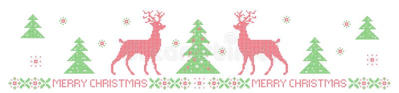 Christmas banner, cross stitch pattern imitation. Lettering Merry Christmas. Elements are organized by groups. Christmas banner, cross stitch pattern imitation. Lettering Merry Christmas. Elements are organized by groups.