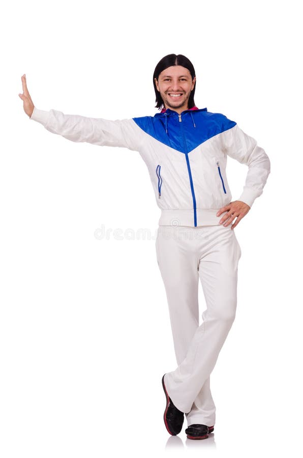Ένα άτομο άσπρο sportswear που απομονώνεται στο λευκό στοκ φωτογραφία Ένα άτομο άσπρο sportswear που απομονώνεται στο λευκό στοκ φωτογραφία