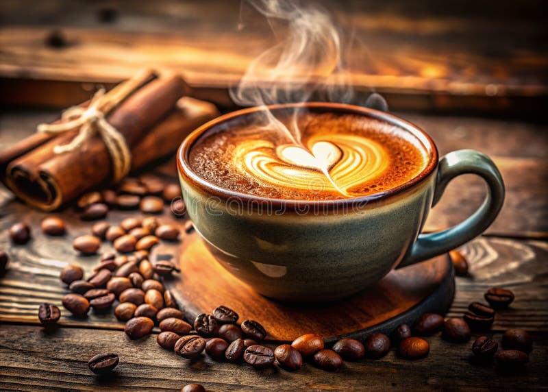 Ένα αριστοτεχνικό κύπελλο Cappuccino Κοντινή Θέα της εξαιρετικής τέχνης Latte που αιχμαλωτίζεται σε στυλ ντοκιμαντέρ ελεύθερη απεικόνιση δικαιώματος