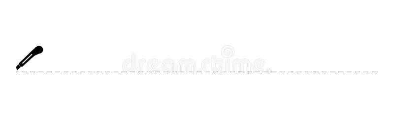 ένα γραφικό μαχαίρι κόβει τη σήμανση με τη μορφή διάστικτης γραμμής. αποκοπή στο σημάδι. απεικόνιση επίπεδου διανύσματος.
