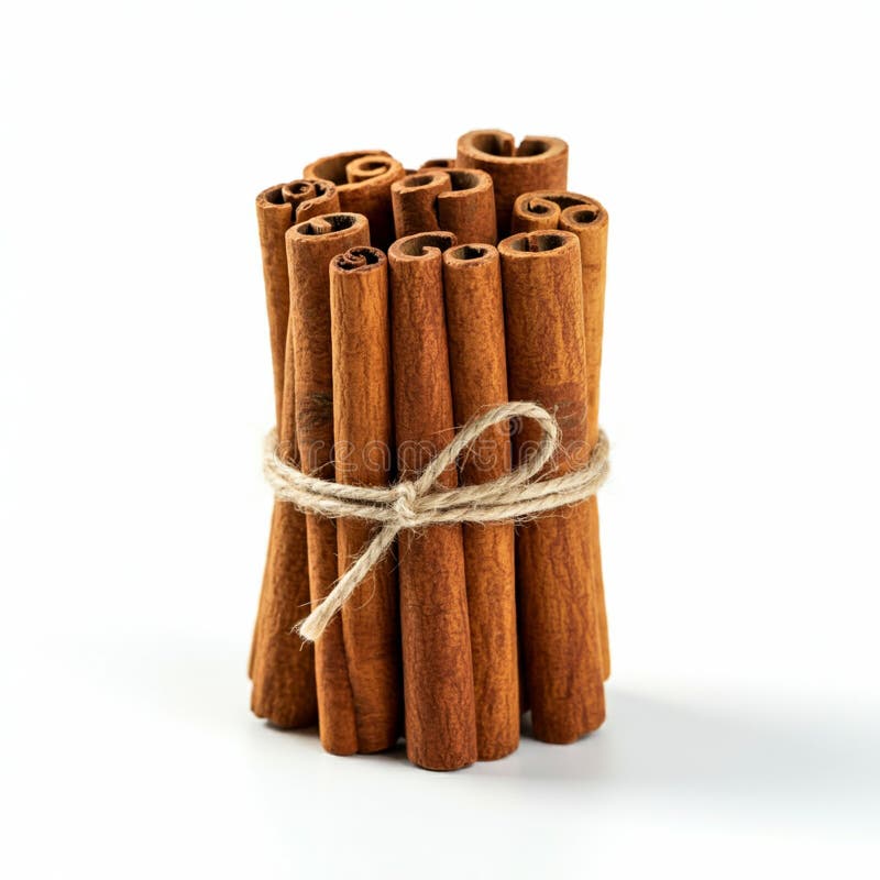 Ένα δέμα αποξηραμένων ραβδιών κανέλας Το Cinnamomum verum συνδέεται με ένα σπάγκο σε ένα ελεύθερη απεικόνιση δικαιώματος