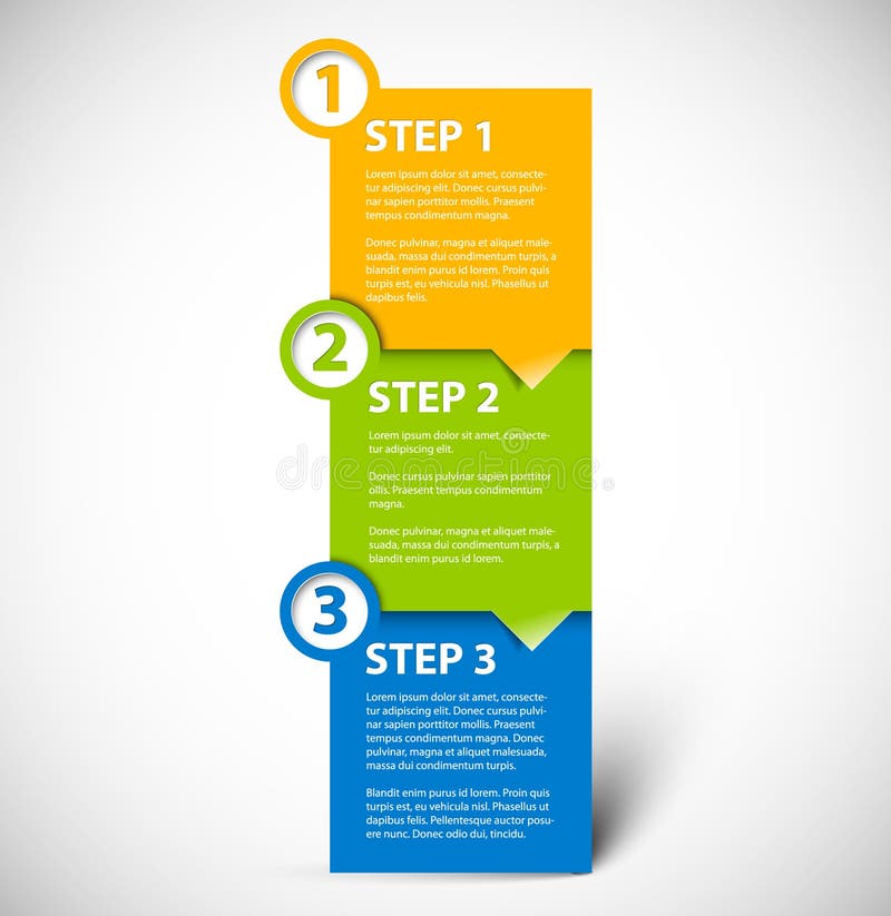 One two three - vector paper progress steps for tutorial. One two three - vector paper progress steps for tutorial