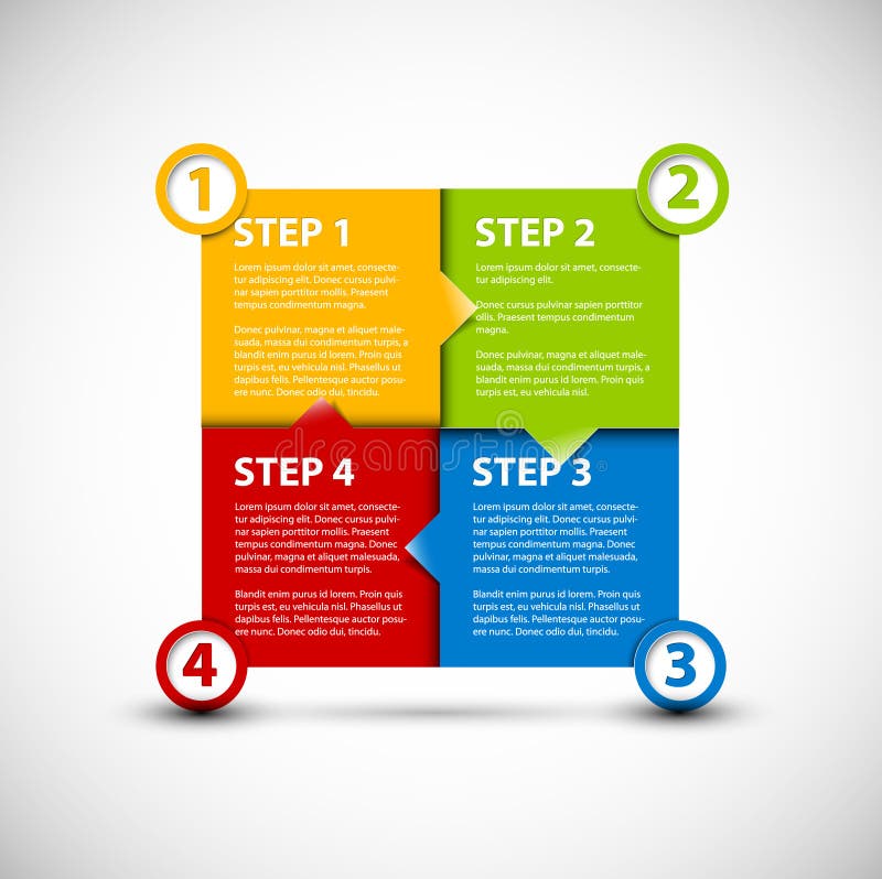 One two three four - vector paper progress steps for tutorial. One two three four - vector paper progress steps for tutorial