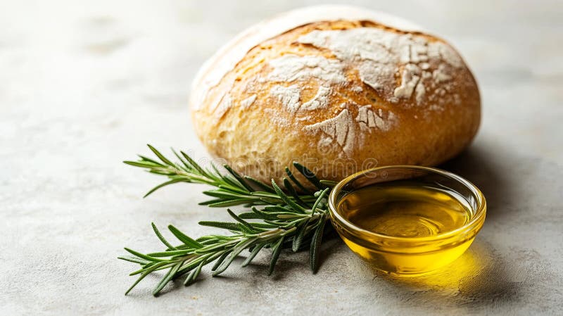 ένα ρολό ψωμιού με λίγο ροζέ και ένα μικρό μπολ ελιάς στοκ φωτογραφίες