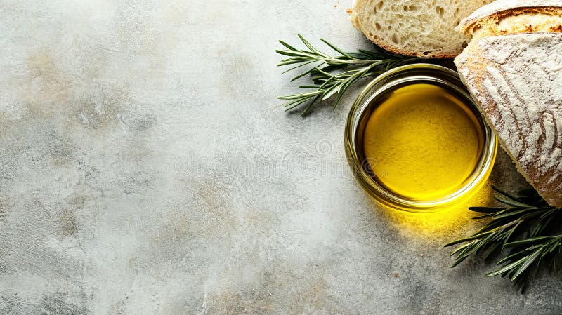 ένα ρολό ψωμιού με λίγο ροζέ και ένα μικρό μπολ ελιάς στοκ εικόνες