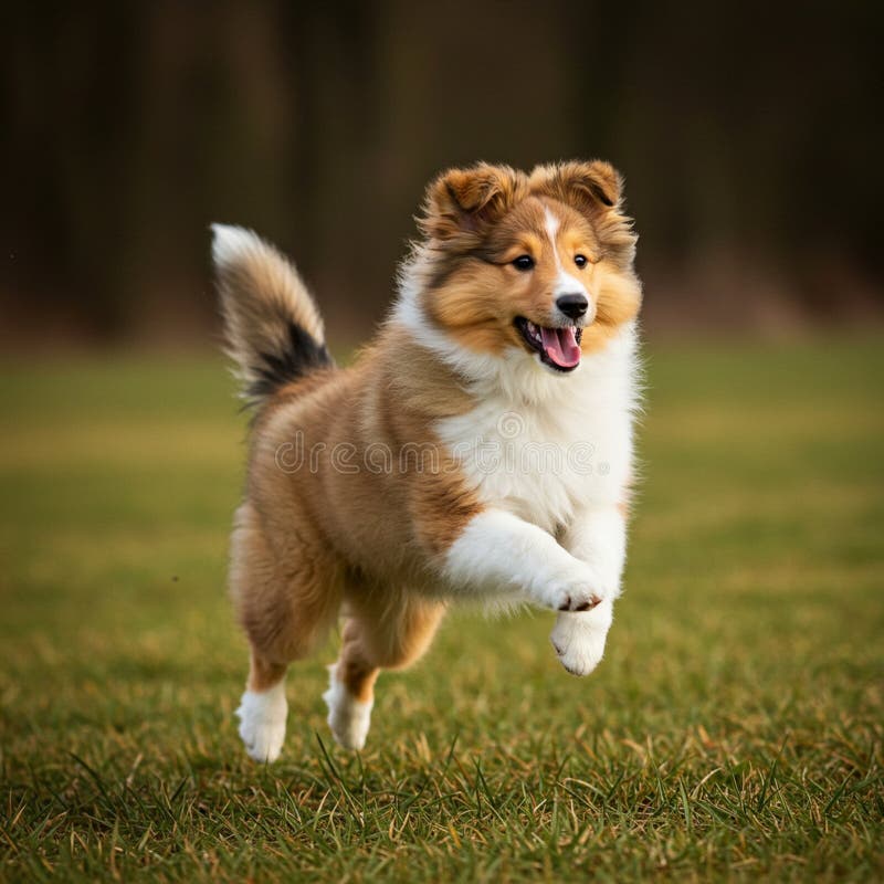 Ένα χνουδωτό σκυλάκι Shetland Sheepdog με μαύρες και άσπρες ρόμπες στρογγυλοποιείται ενεργητικά ελεύθερη απεικόνιση δικαιώματος