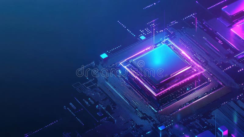 ένα ψηφιακό chip ai εμφανίζεται σε αφηρημένο τεχνολογικό σχεδιασμό με έμφαση σε θέματα προηγμένης τεχνητής νοημοσύνης στοκ εικόνες