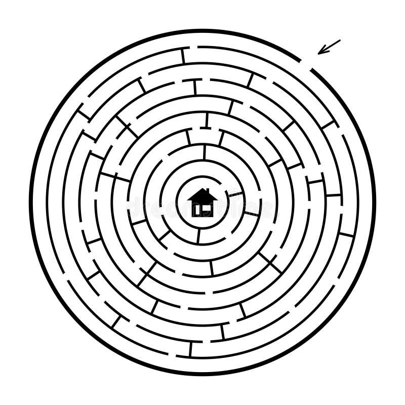 A round maze - vector illustration. Easy colors. A round maze - vector illustration. Easy colors.