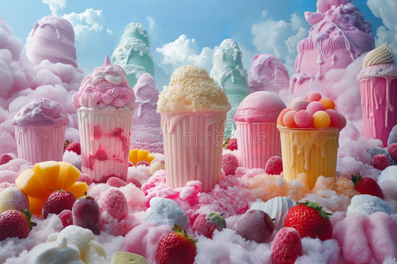 a real fantasy world made of candy and icecream. a real fantasy world made of candy and icecream