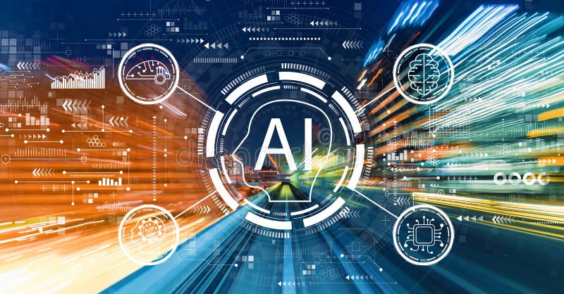 έννοια ai με θάμπωμα κίνησης υψηλής ταχύτητας στοκ φωτογραφία με δικαίωμα ελεύθερης χρήσης