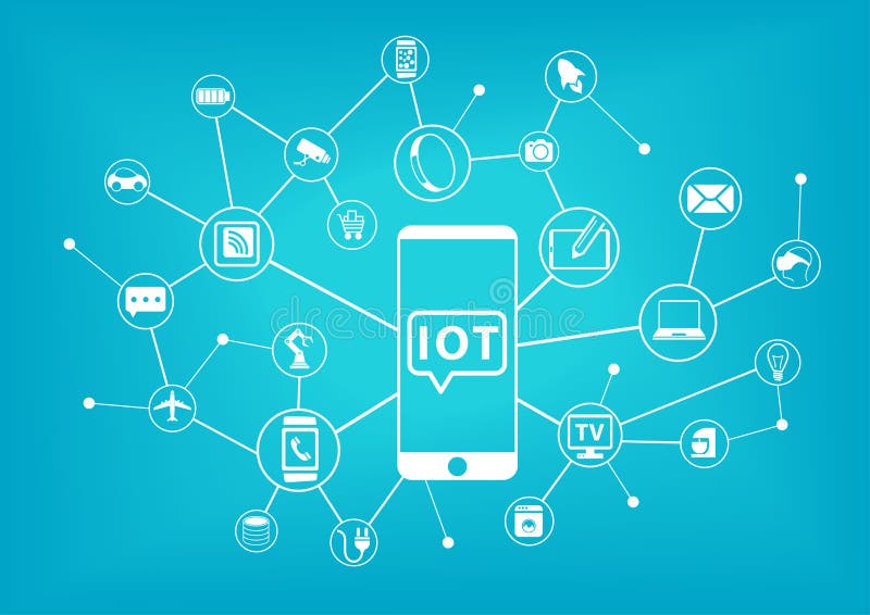 Έννοια IOT (Διαδίκτυο των πραγμάτων) Τηλέφωνο που συνδέεται κινητό με το Διαδίκτυο απεικόνιση αποθεμάτων Έννοια IOT (Διαδίκτυο των πραγμάτων) Τηλέφωνο που συνδέεται κινητό με το Διαδίκτυο απεικόνιση αποθεμάτων