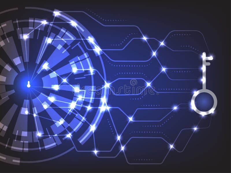 Έννοια ασφάλειας Cyber: Keyhold με το κλειδί ασφάλειας απεικόνιση αποθεμάτων Έννοια ασφάλειας Cyber: Keyhold με το κλειδί ασφάλειας απεικόνιση αποθεμάτων