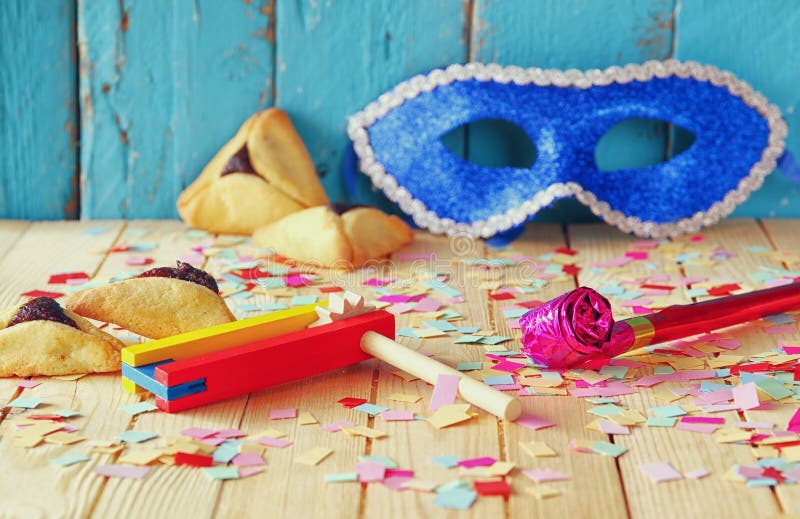 Έννοια εορτασμού Purim (εβραϊκές διακοπές καρναβαλιού) Εκλεκτική εστίαση στοκ εικόνες