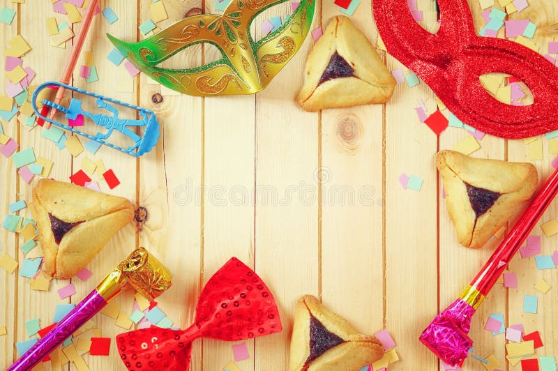 Έννοια εορτασμού Purim (εβραϊκές διακοπές καρναβαλιού) Εκλεκτική εστίαση στοκ φωτογραφίες