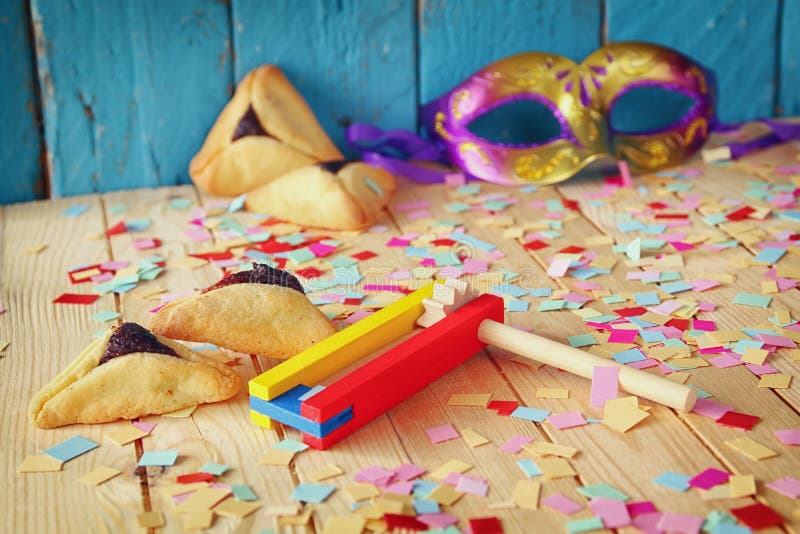 Έννοια εορτασμού Purim (εβραϊκές διακοπές καρναβαλιού) Εκλεκτική εστίαση στοκ εικόνες