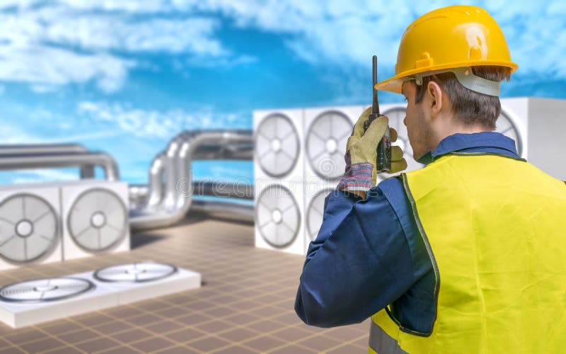 Έννοια συντήρησης HVAC (θέρμανση, εξαερισμός, κλιματισμός) στοκ εικόνες