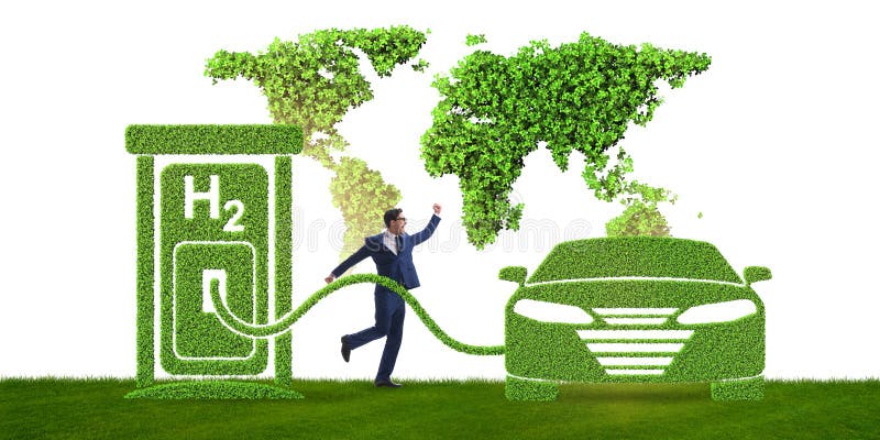 The hydrogen car concept in ecological transportation concept. The hydrogen car concept in ecological transportation concept