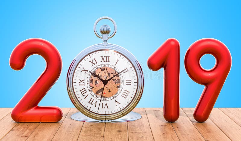 έννοια του 2019 με το ρολόι τσεπών στον ξύλινο πίνακα τρισδιάστατη απόδοση διανυσματική απεικόνιση έννοια του 2019 με το ρολόι τσεπών στον ξύλινο πίνακα τρισδιάστατη απόδοση διανυσματική απεικόνιση