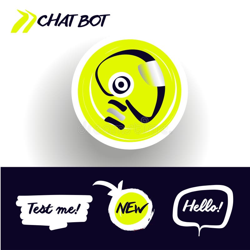 Έννοια του του προσώπου ειδώλου chatbot Επικεφαλής ρομπότ σκίτσων Σημάδι intell απεικόνιση αποθεμάτων