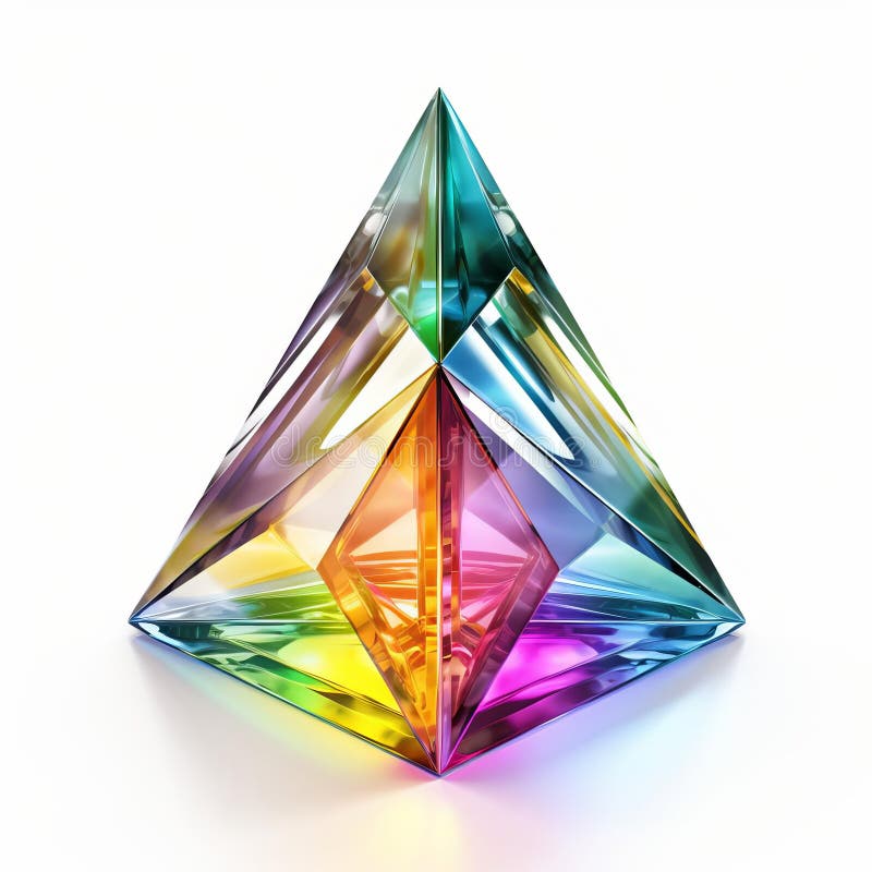 Έντονη Πυραμίδα Prism Σε Αντίθεση Χρώματος Λευκού Φόντου απεικόνιση αποθεμάτων