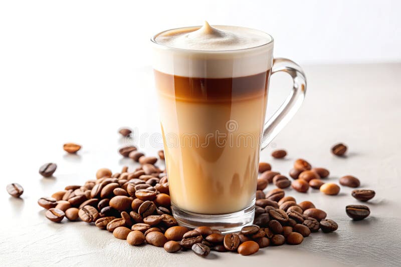 Έξοχος καφέ Latte Macchiato Καφές Μια εικόνα υψηλής ποιότητας για εμπνευσμένη ταπετσαρία ή σχεδίαση αφίσας απεικόνιση αποθεμάτων