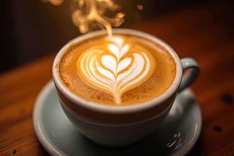 Έξοχος καφές Latte Art σε ένα ελαφρύ Φλιτζάνι Ένα τέλειο πρωινό διανυσματική απεικόνιση